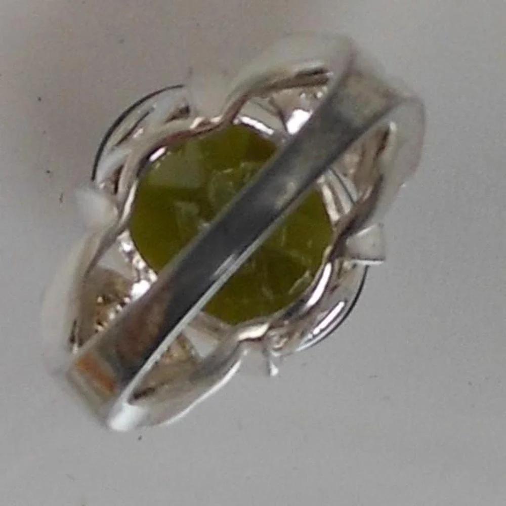 Vintage 1990's Sterling Silver Dark Green CZ Cocktail Statement Ring Size‎ 8